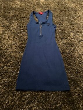 Guess by Marciano Navy Blue Racerback Zip Tank Dress